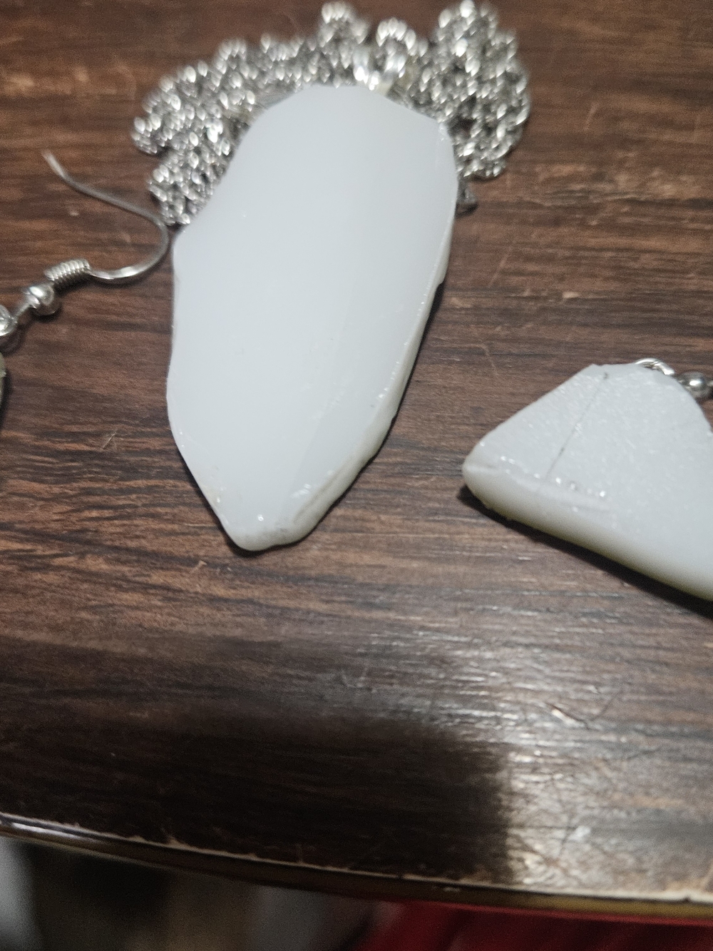 Briken Pyrex Minimalist White Stone Pendant Necklace And Earrings